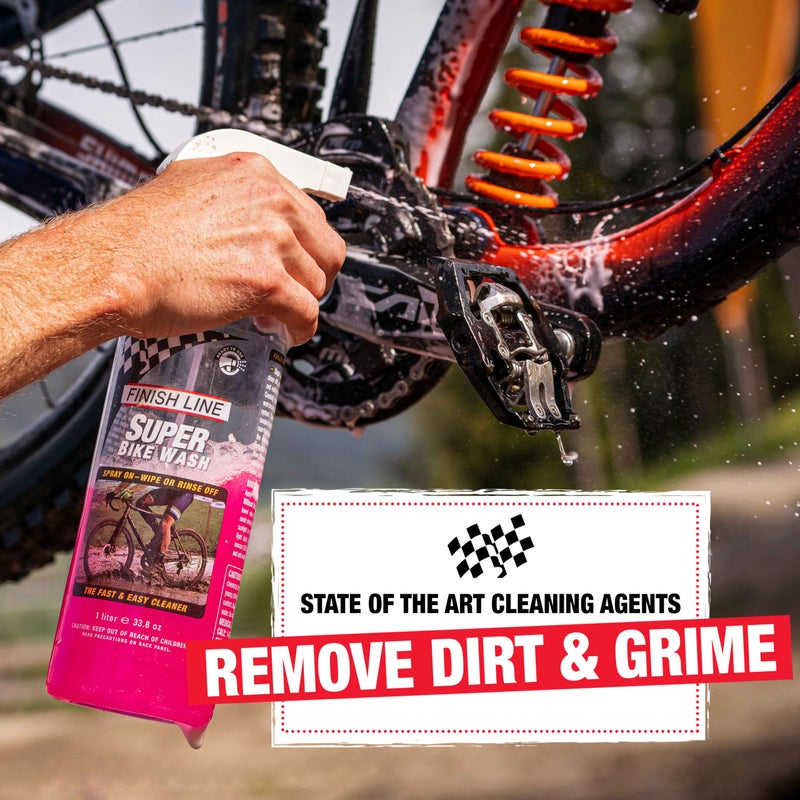 Finish Line Super Bike Wash â€“ Professional Biodegradable Bicycle Cleaner with Advanced Cleaning Agents and Rust Inhibitors â€“ Safe on All Components â€“ 1 Liter Spray Bottle - Image 1